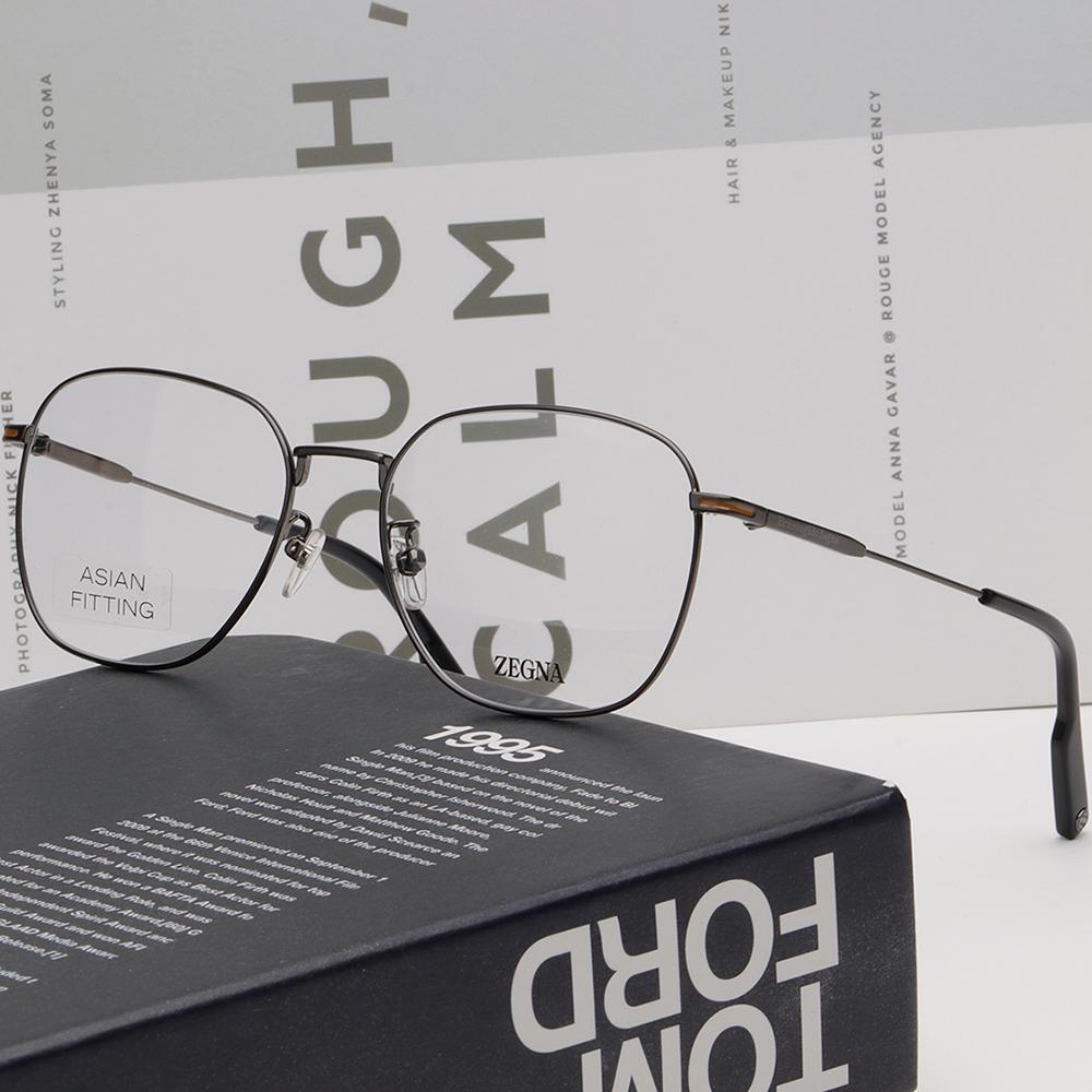 Zegna Titanium Lightweight Square Eyeglass Frames Asian Fit Unisex EZ5241F 009