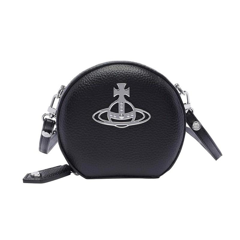 Vivienne Westwood Round Mini Crossbody Bag Black Leather