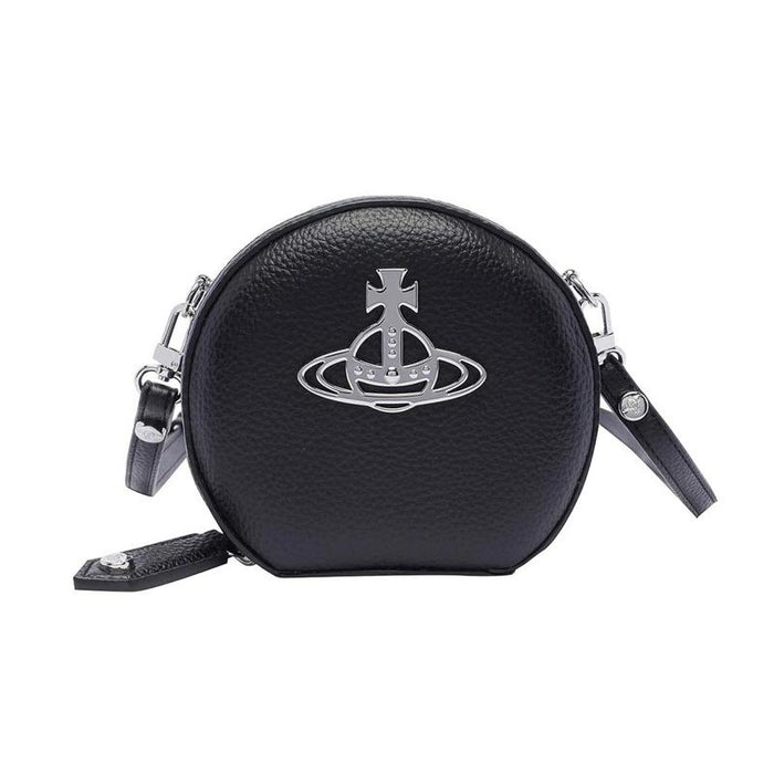 Vivienne Westwood Round Mini Crossbody Bag Black Leather