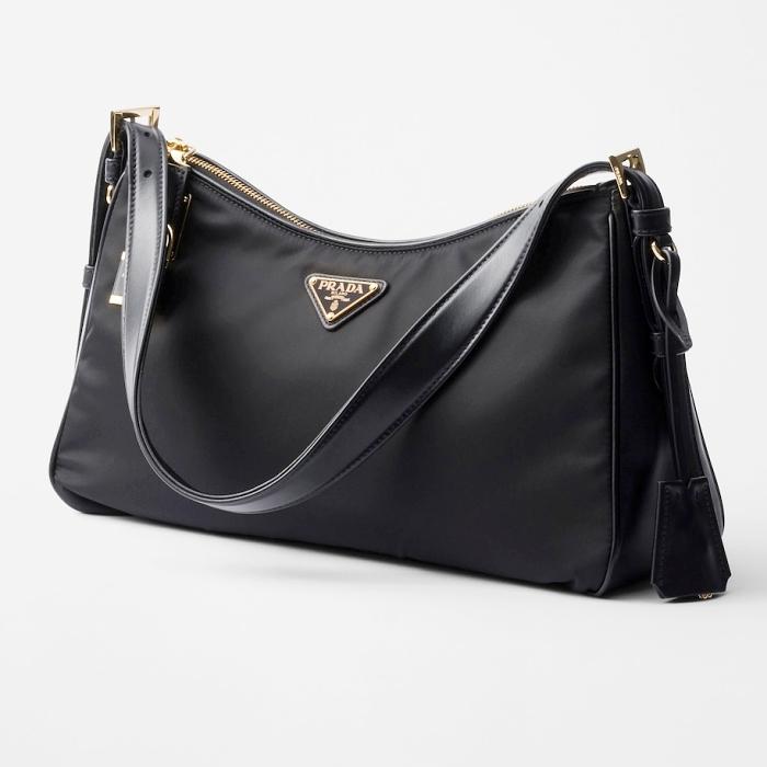PRADA EME Large Re-Nylon and Leather Shoulder Bag 1BC232 V ODO 2C8Q F0002