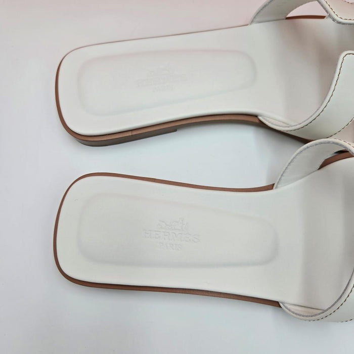 HERMES Oran White Leather Women’s Sandals