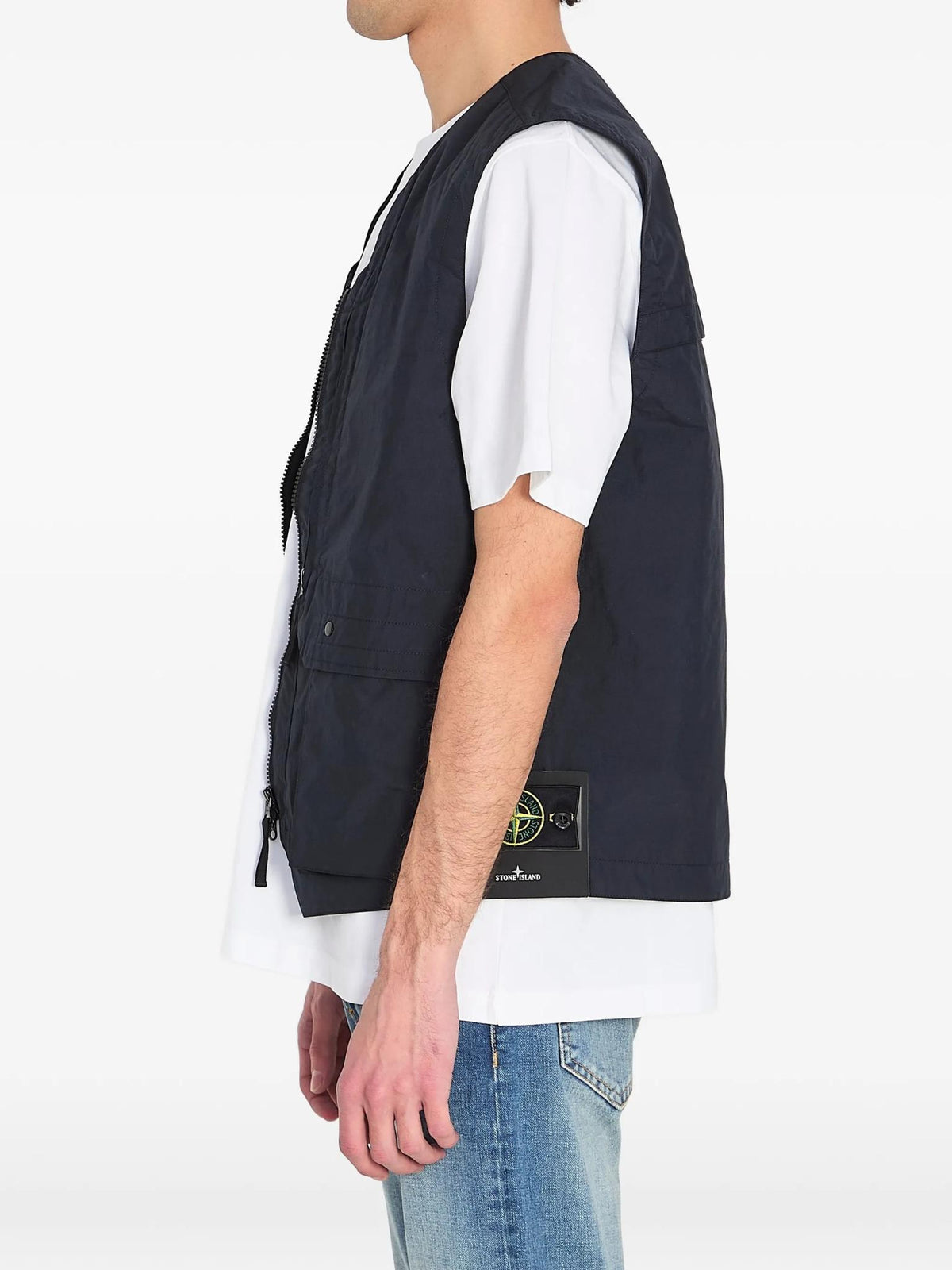 STONE ISLAND Black Nylon Down Vest