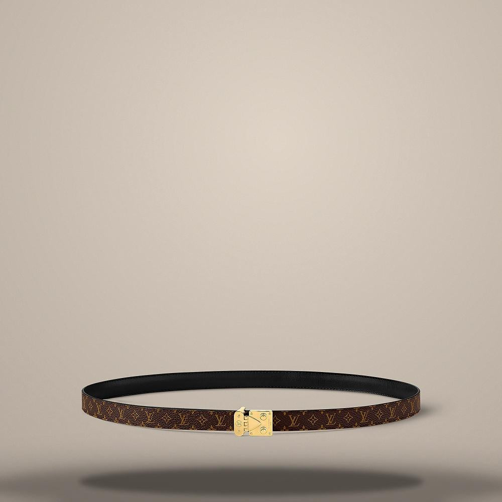 Louis Vuitton S Lock 18mm Reversible Black Monogram Belt M4102