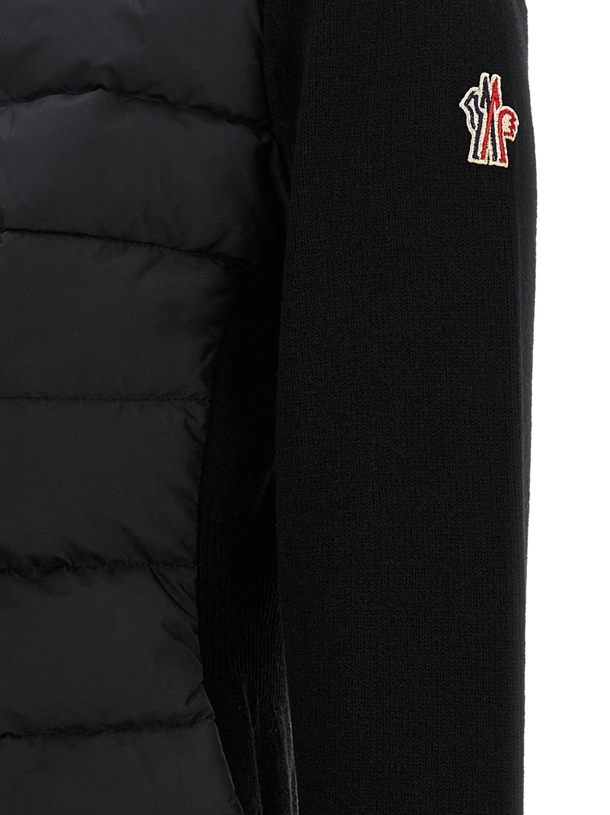 Moncler Black Knit-Trim Down Puffer Jacket