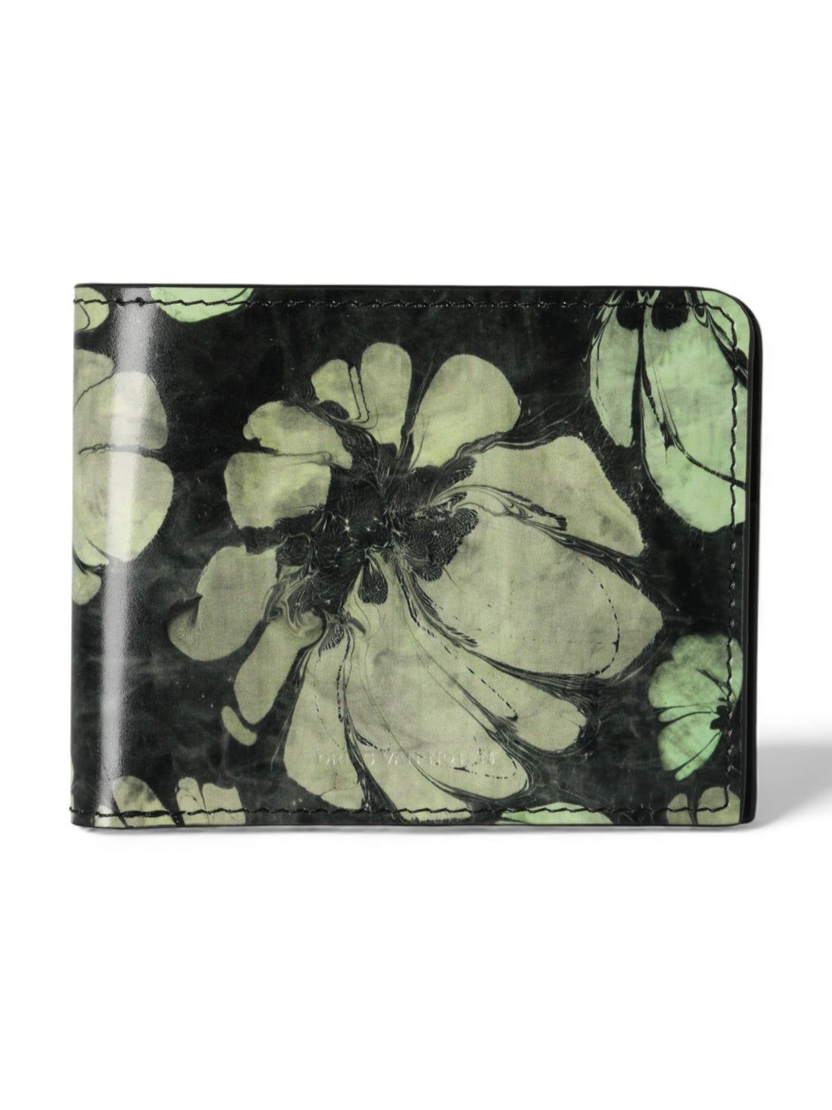 Dries Van Noten Green Flower Print Leather Bifold Wallet 251 022103 799 604