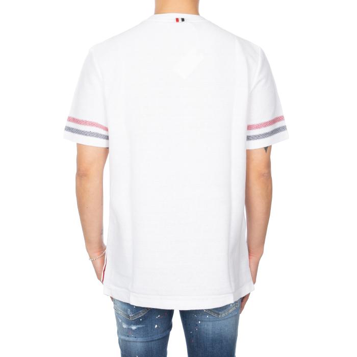 THOM BROWNE Men’s Textured Stripe Short Sleeve T-Shirt White