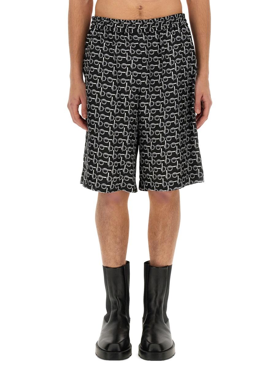 BURBERRY Beige Cotton Drawstring Logo Short Pants for Men