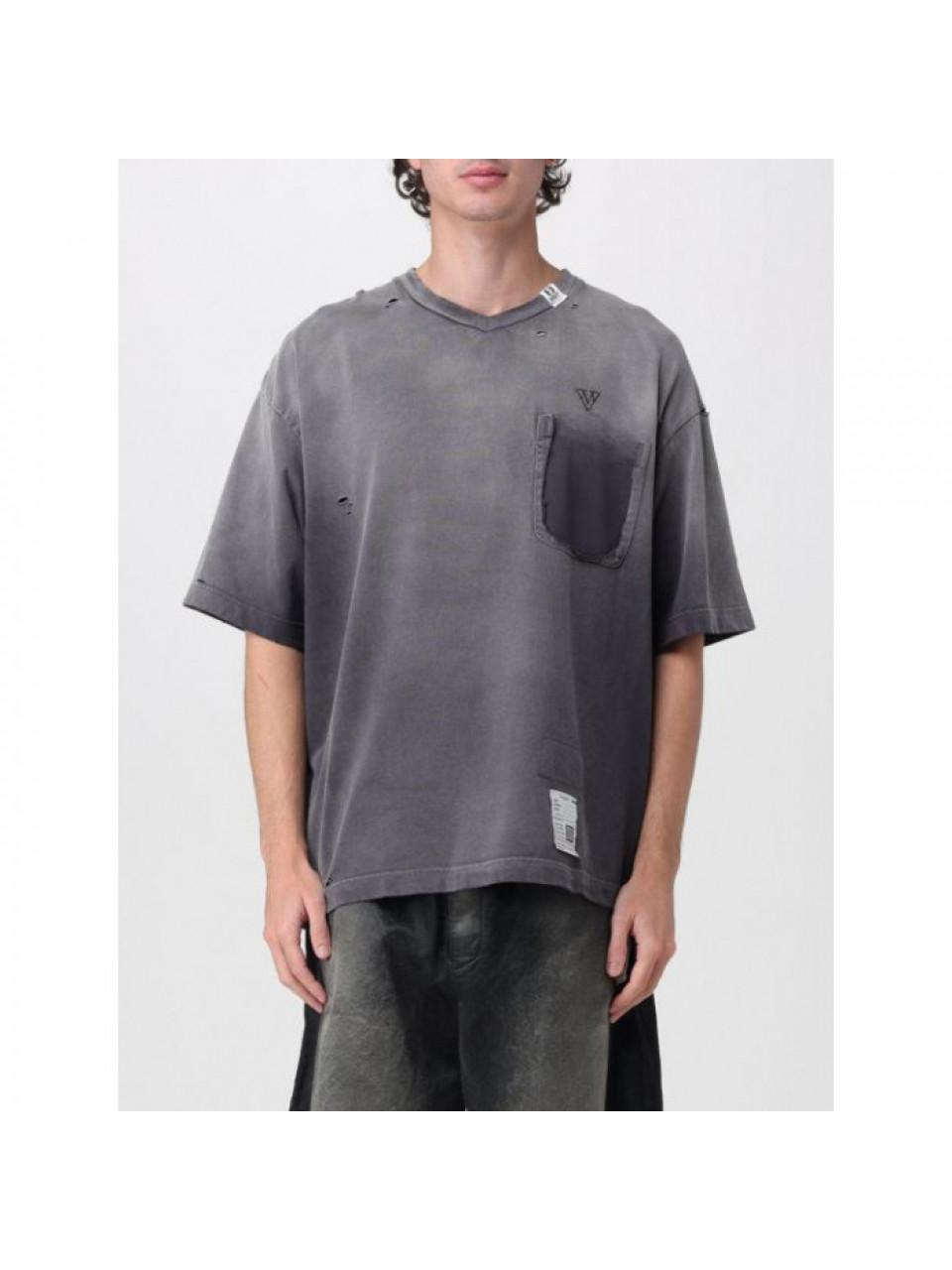 Maison Mihara Yasuhiro Sun-Faded V-Neck Short Sleeve T-Shirt Black