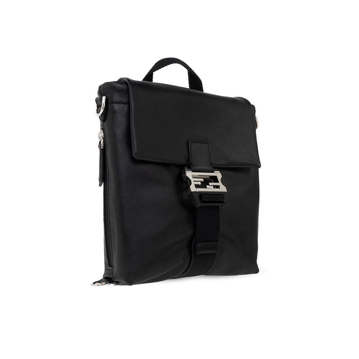 FENDI Flux Crossbody Bag Black Leather