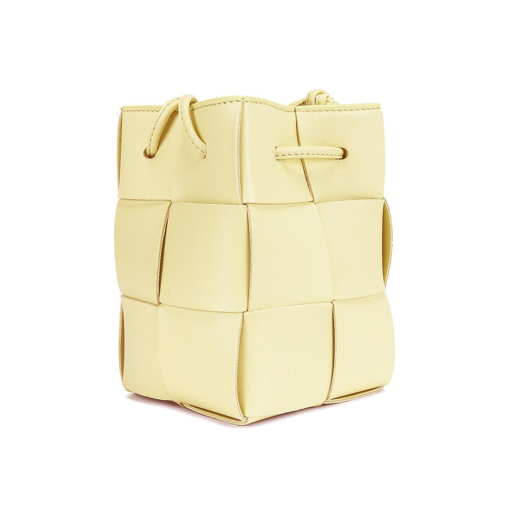Bottega Veneta Intrecciato Cassette Shoulder Bag Yellow Leather