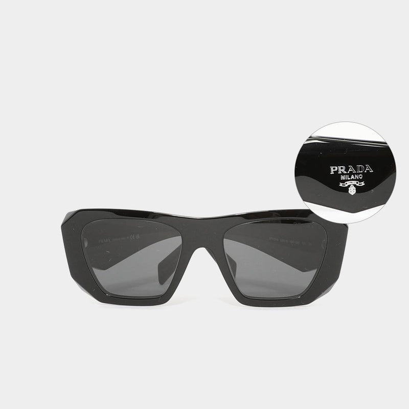 PRADA Geometric Black Unisex Sunglasses with Triangle Logo