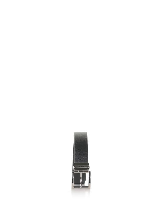 PRADA Black Baltic Blue Leather Belt