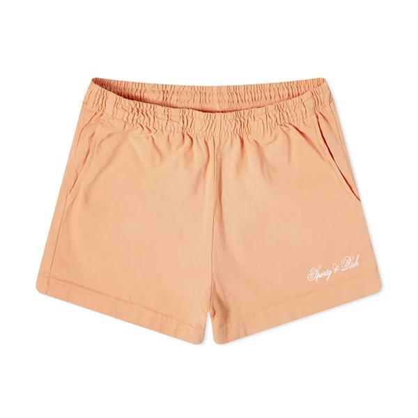 SPORTY&RICH Cursive Disco Cotton Shorts