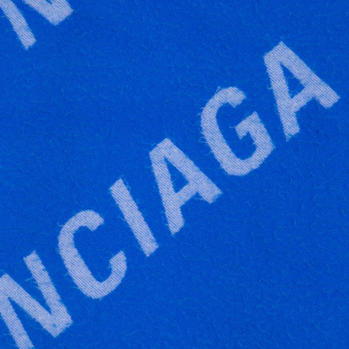 BALENCIAGA Two-Face Logo Maxi Scarf Navy Blue Wool