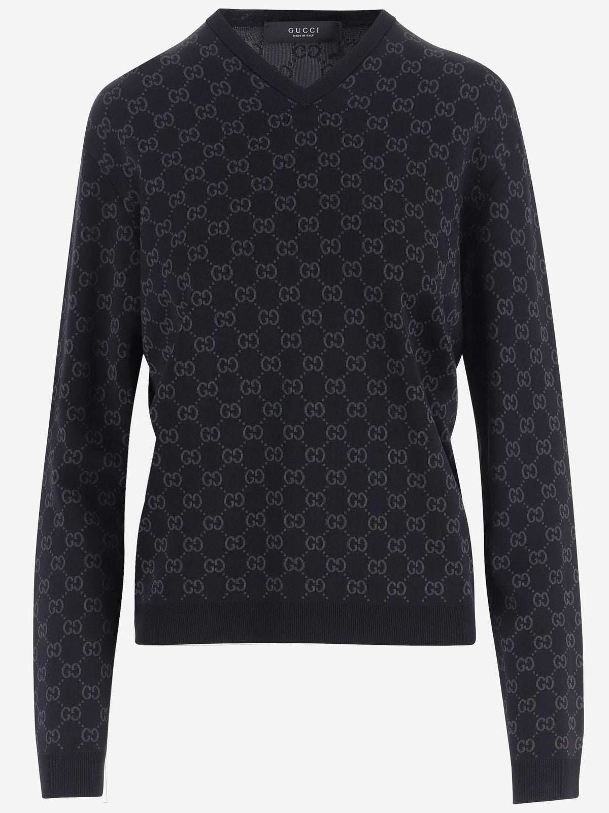 GUCCI Black Wool Round Neck Knit Sweater