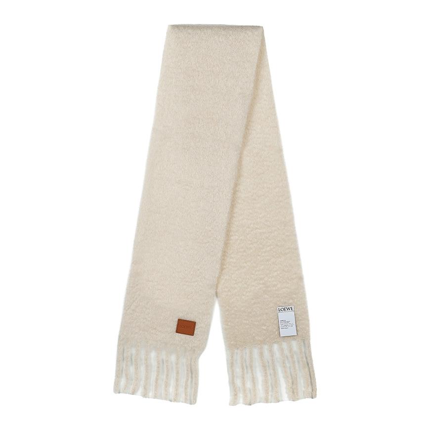 LOEWE Women’s Anagram Patch Scarf Muffler Ivory Wool