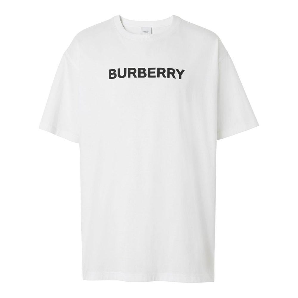 BURBERRY Signature Logo Print Crewneck Short Sleeve T-Shirt White