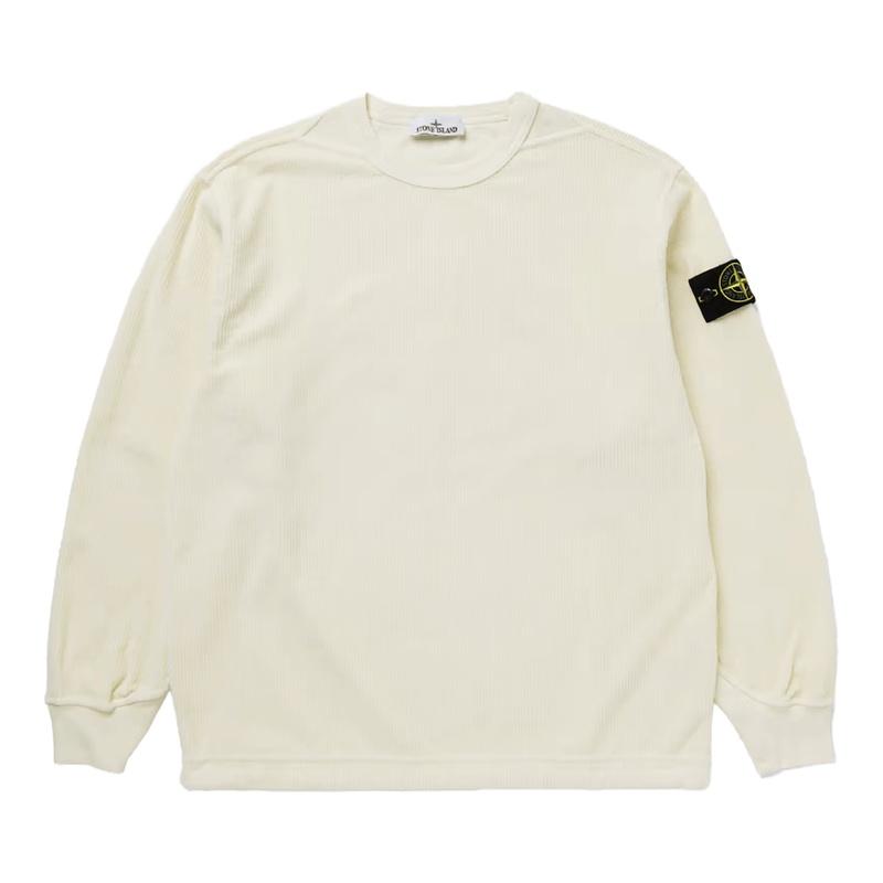 STONE ISLAND Corduroy Jersey Crewneck Sweatshirt for Men Navy