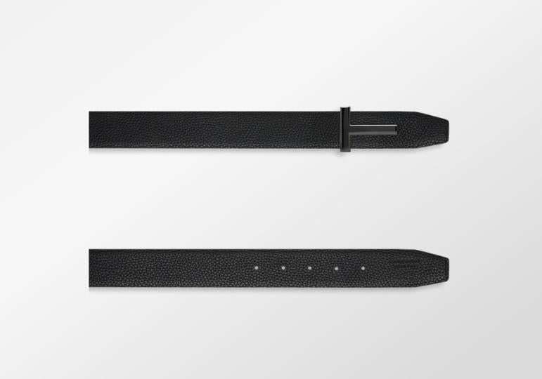 TOM FORD Reversible T Buckle Belt Black Leather Men