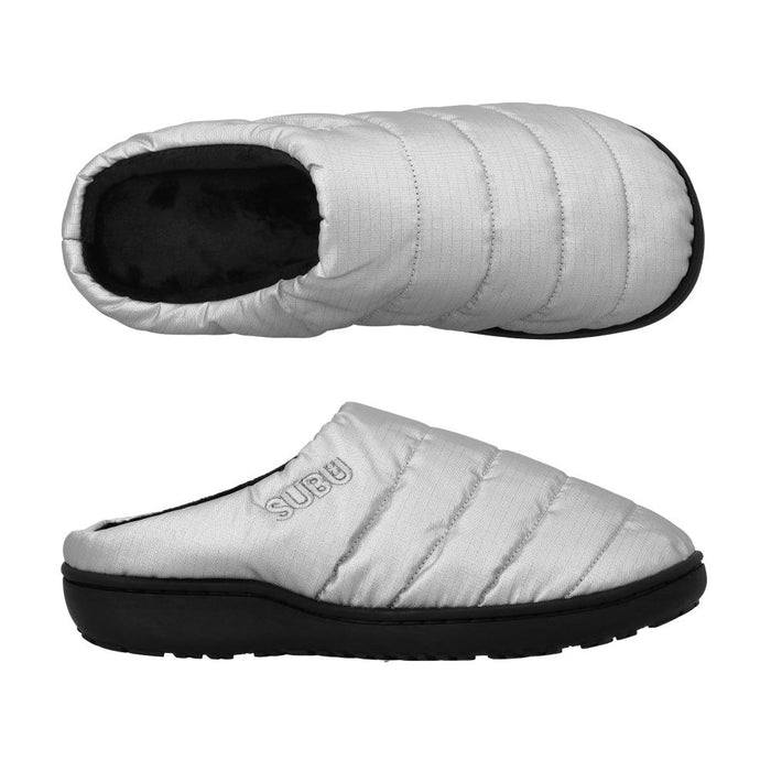 SUBU Silver F-Line Quilted Fleece-Lined Puffer Slippers