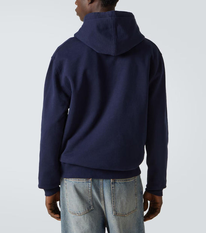 AMI Heart Logo Embroidered Navy Hoodie Unisex