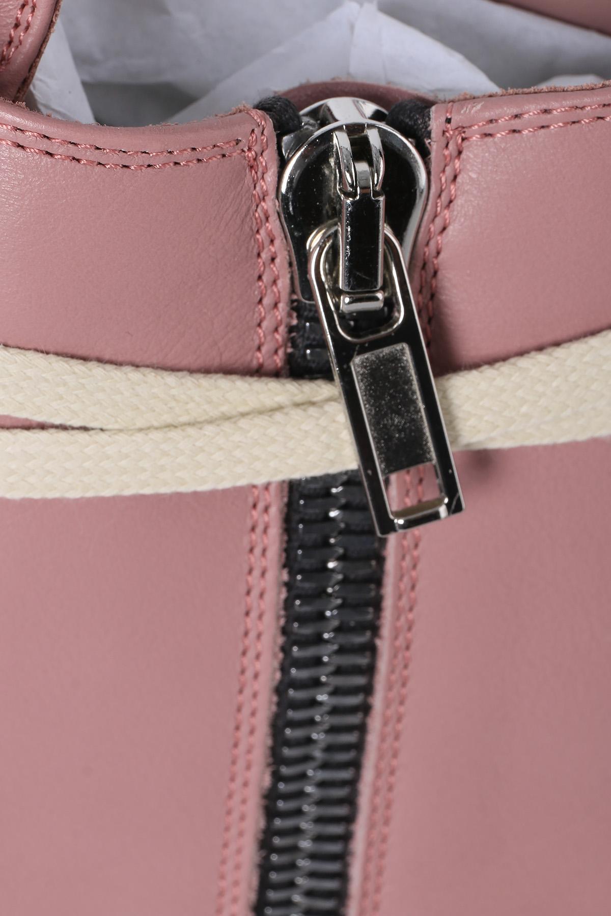 Rick Owens Dusty Pink Milk Leather High-Top Sneakers