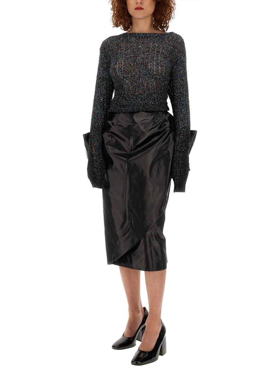 Maison Margiela Black Wool Blend Midi Skirt