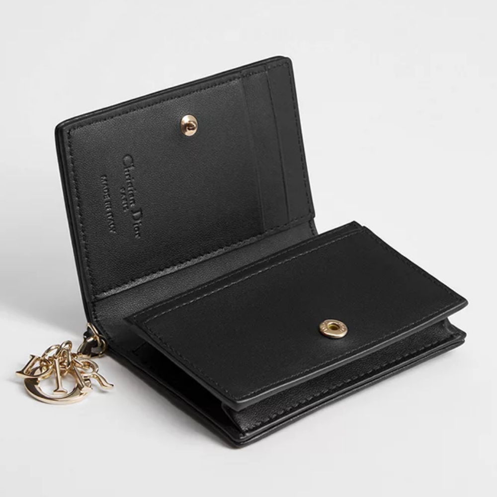 DIOR Lady Dior Bloom Lambskin Card Holder Wallet Unisex