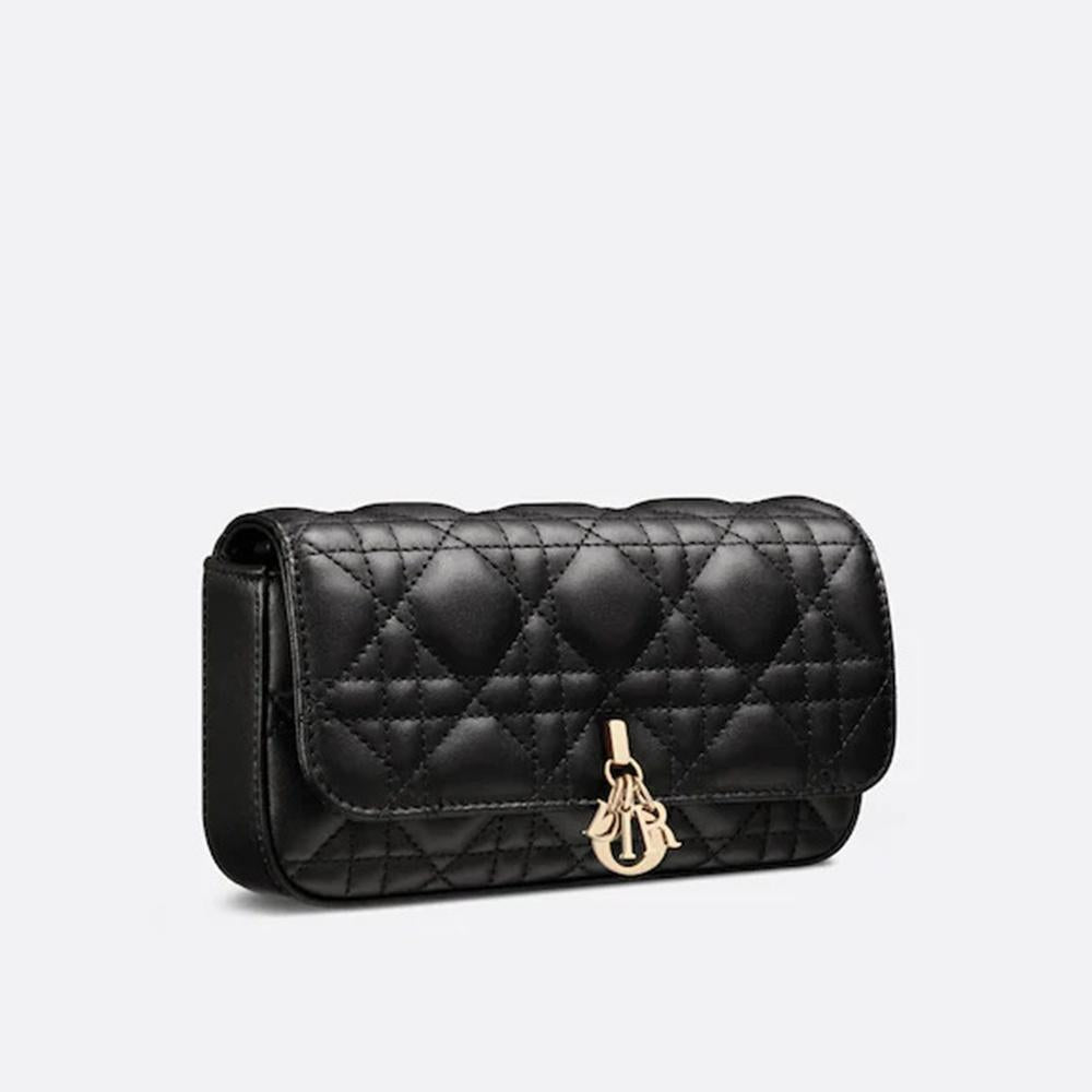 DIOR Lady Dior Phone Pouch My Dior Mini Crossbody Bag Black White