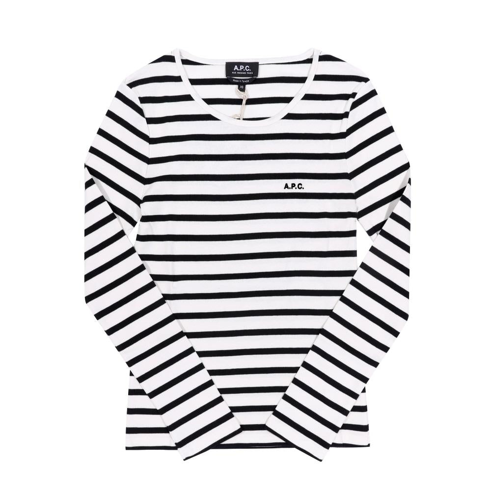 A.P.C. Ecru/Black Long Sleeve T-Shirt for Women