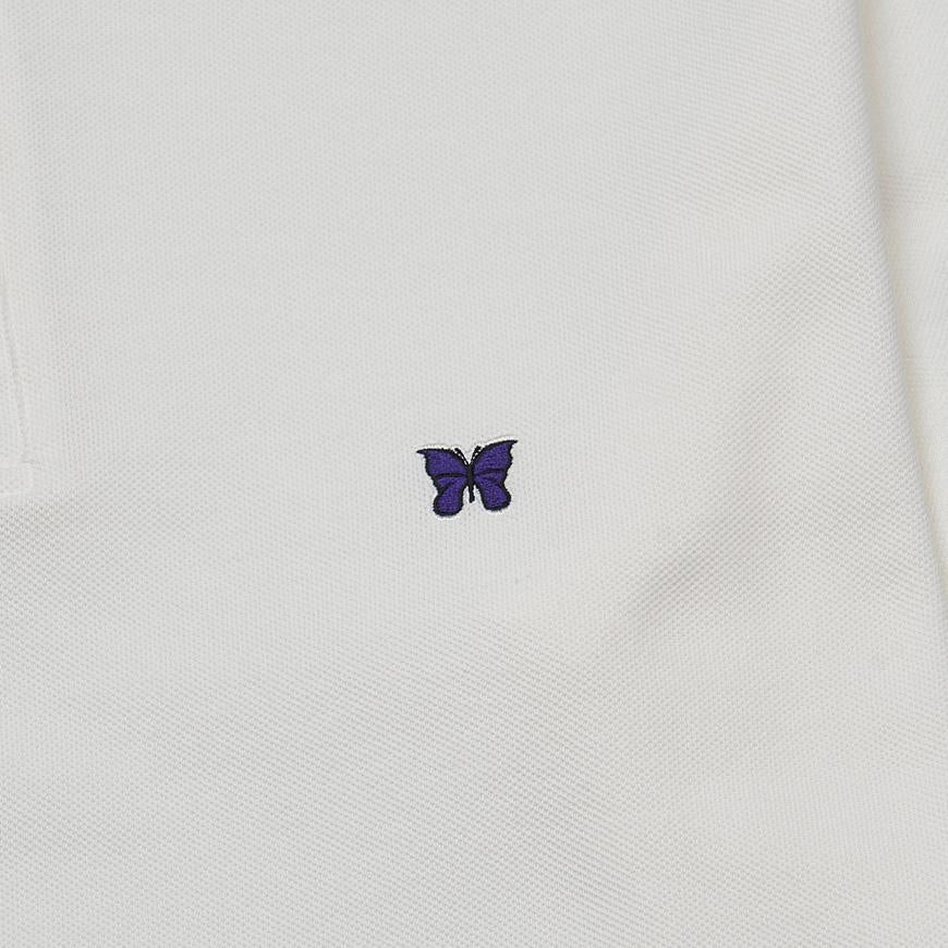 NEEDLES Men’s Shawl Polo T-Shirt QV354A OFF WHITE