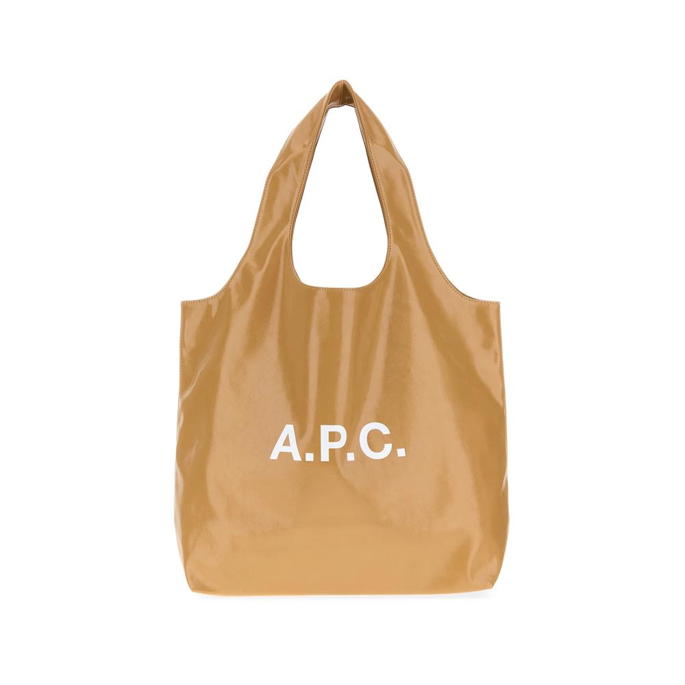 A.P.C. Ninon Logo Print Tote Bag Camel M61565 CAB