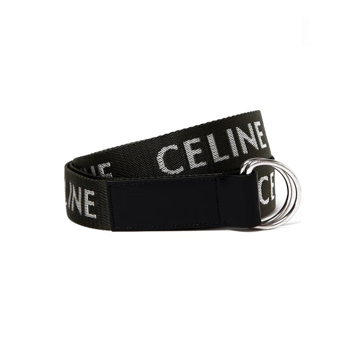 CELINE Logo Strap Ring Medium Belt Black