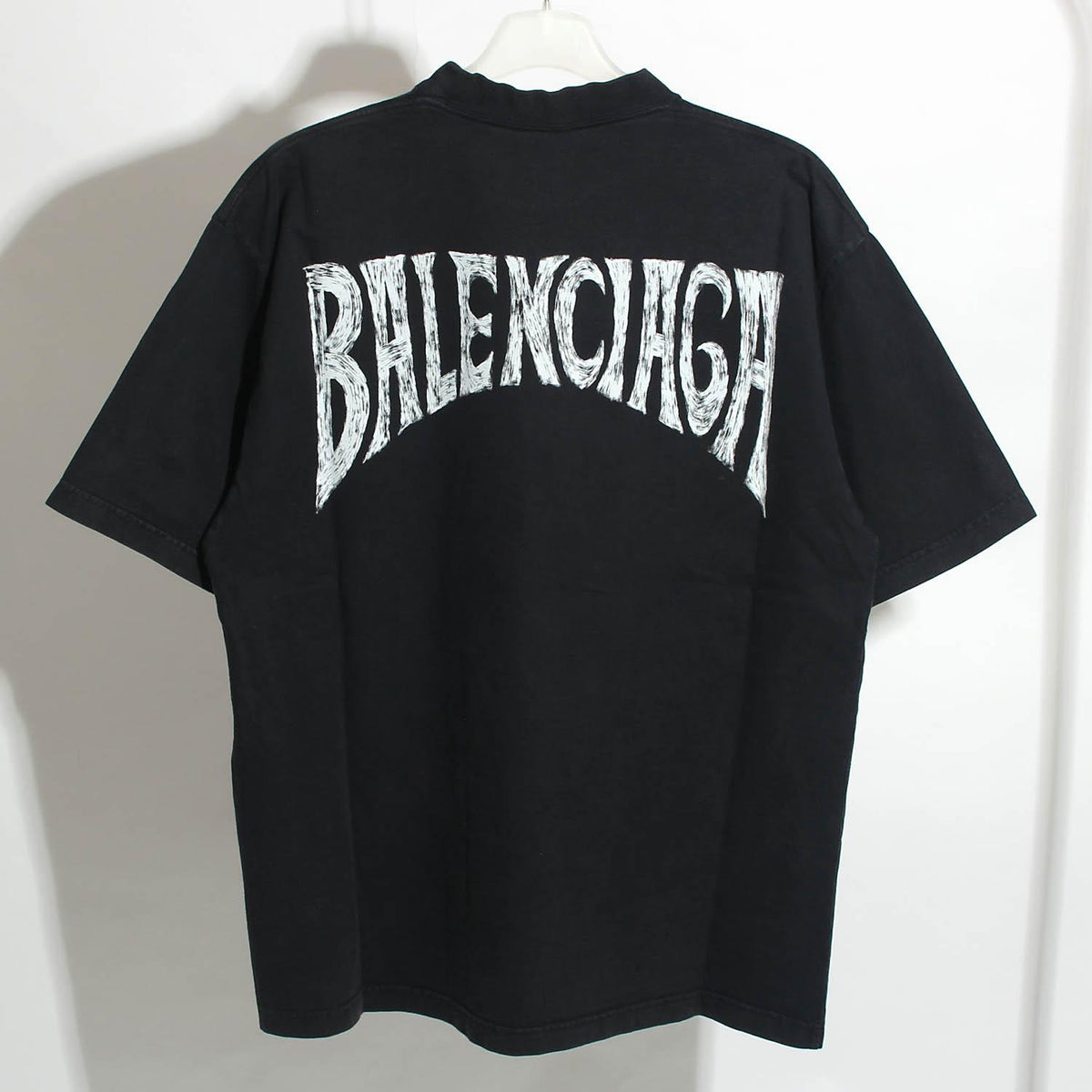 BALENCIAGA Washed Black Back Logo Short Sleeve T-Shirt 764235 TPVU4 1569