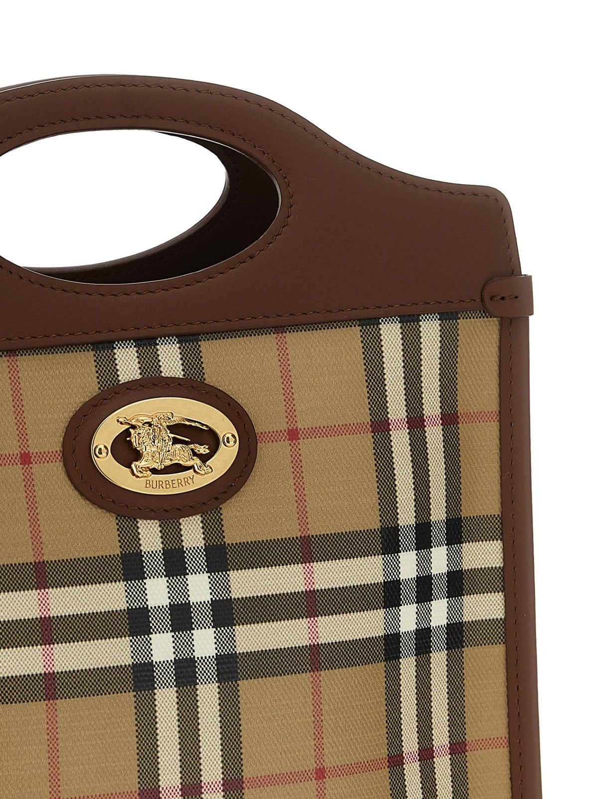 BURBERRY Archive Beige Canvas Leather Tote Bag