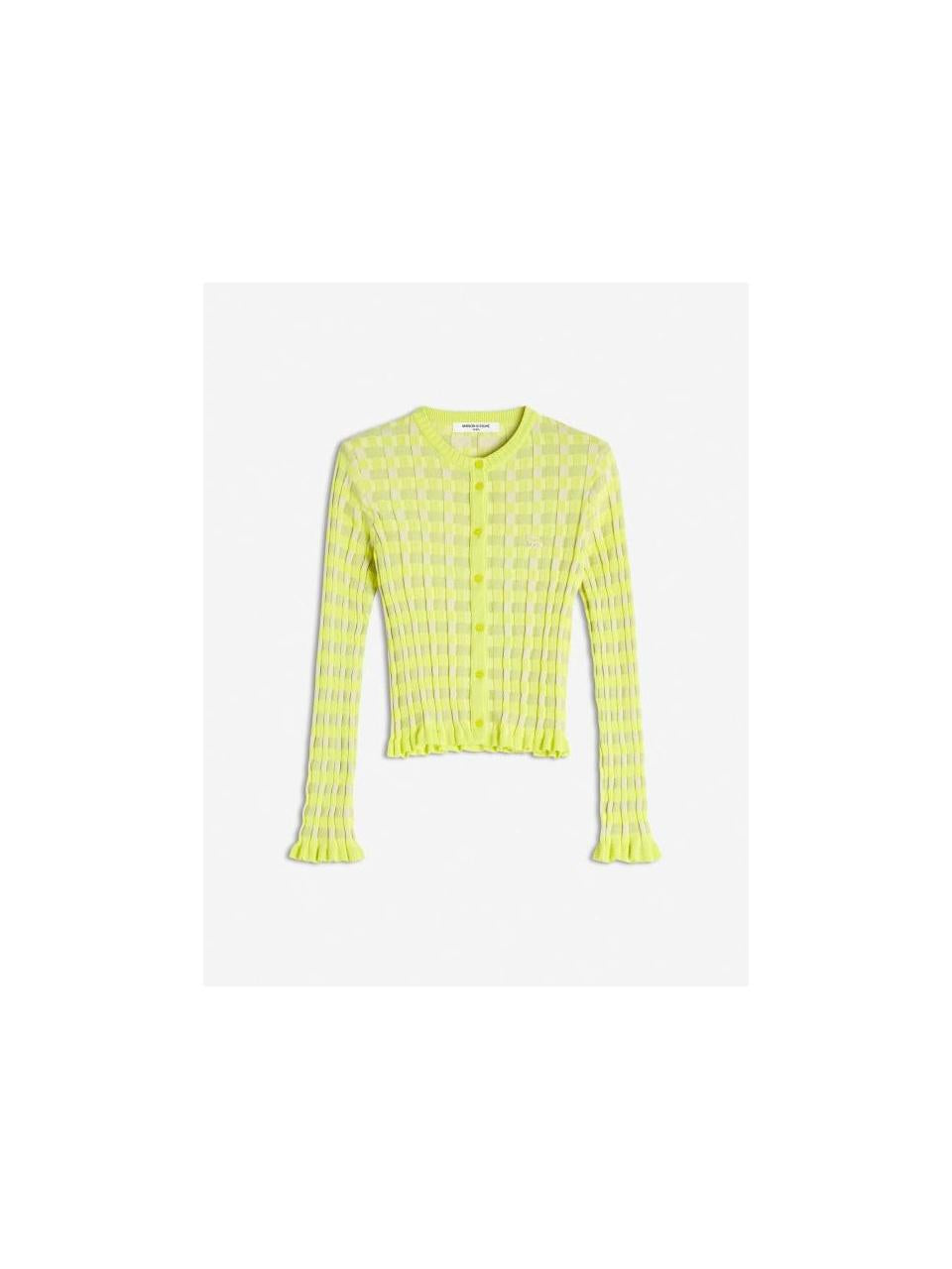 Maison Kitsune Baby Fox Patch Check Ribbed Cardigan Ivory OW00503 KT1120 0149