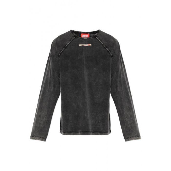 DIESEL Logo Patch Cotton Long Sleeve Pajama T-Shirt A23181 0KNCW 900A