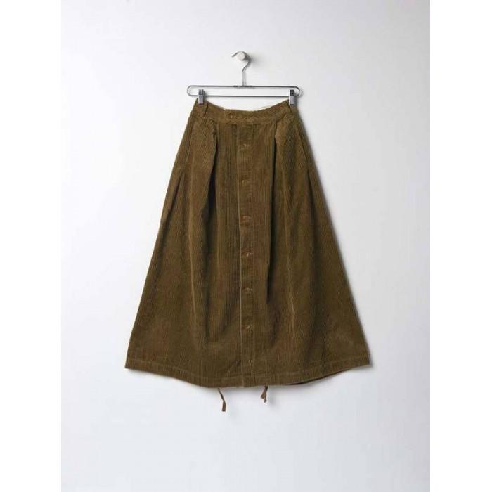 Engineered Garments Khaki Pleated Cotton Midi Skirt 23F1WG008 NQ458 SD016