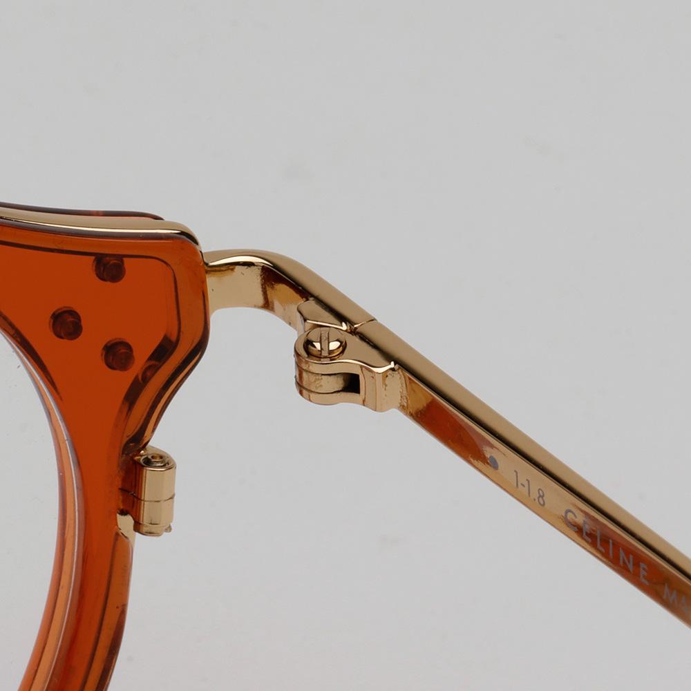 CELINE Gold Frame Round Eyeglasses Transparent Orange Unisex CL50001U 042