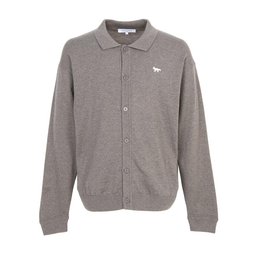 Maison Kitsune Profile Fox Logo Men’s Wool Cardigan Gray