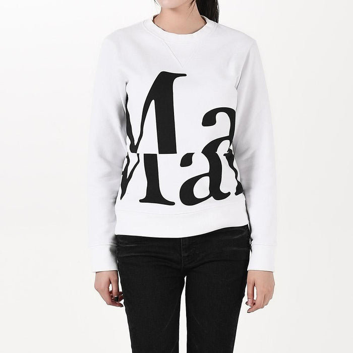 Maison Margiela Logo Print Relaxed Fit White Sweatshirt