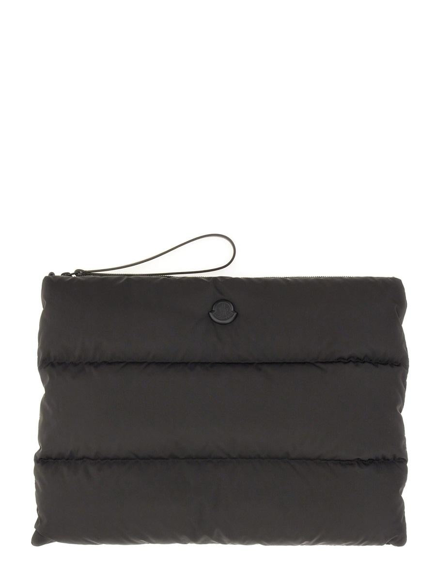 Moncler Black Leather Clutch Bag for Men