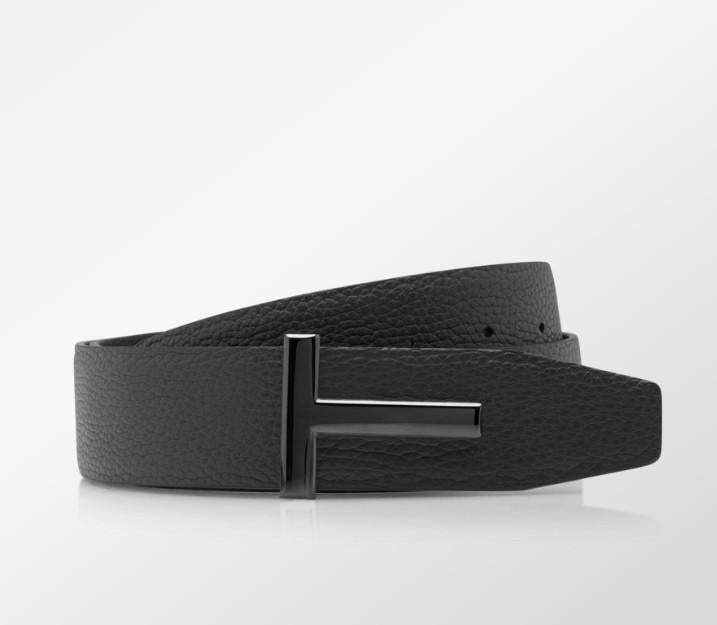 TOM FORD Reversible T Buckle Belt Black Leather Men