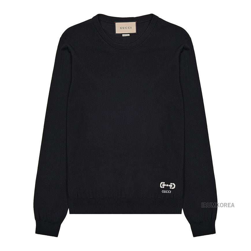 GUCCI Women's Logo Embroidered Wool Crewneck Sweater 731063 XKCZ3 1043