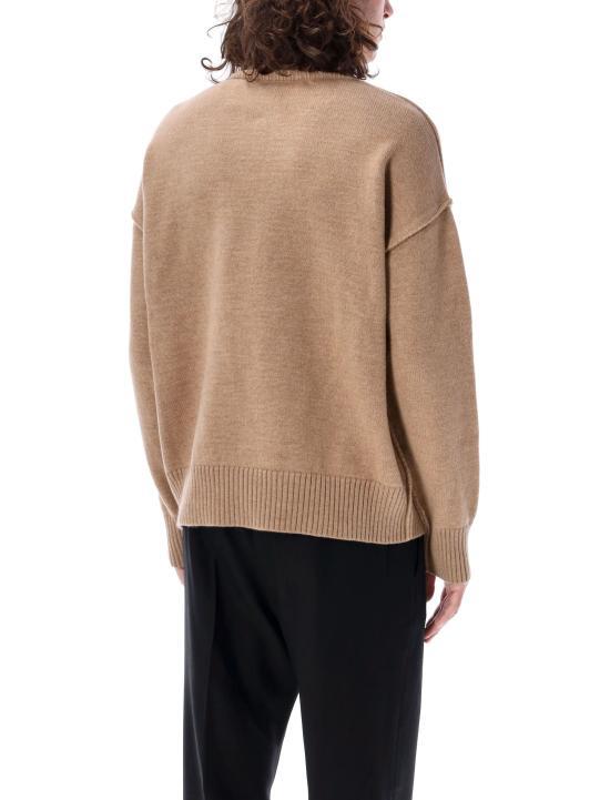 AMI Red Heart Intarsia Camel Turtleneck Knit Sweater Women’s