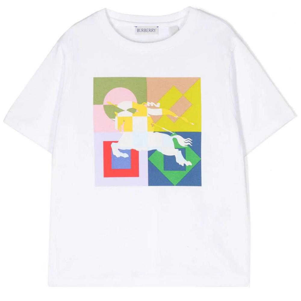 BURBERRY Womens Graphic Logo Print T-Shirt White Cotton