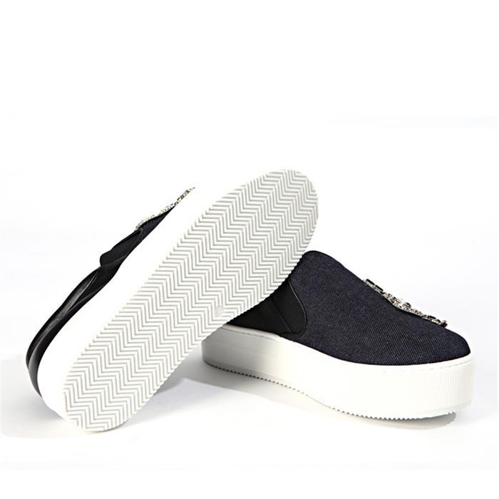 N˚21 Blue Jewel-Embellished Slip-On Sneakers