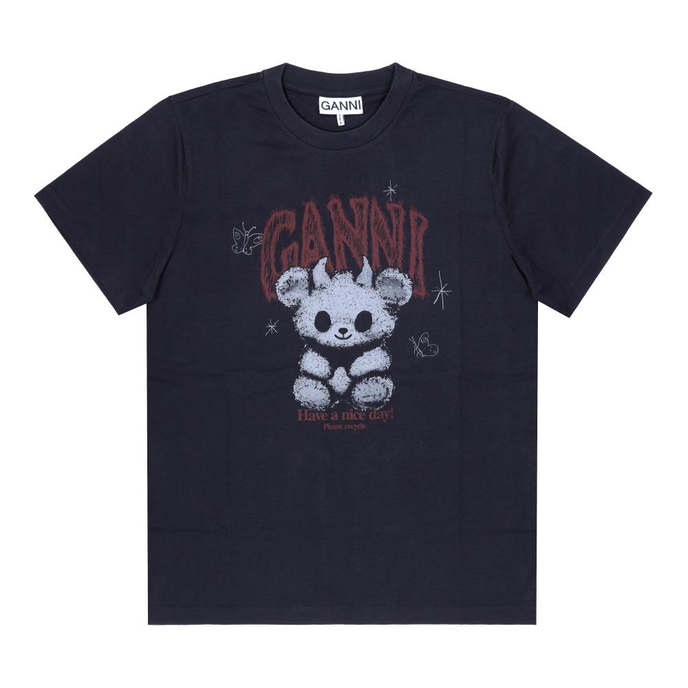 GANNI Future Heavy Bear Logo Short Sleeve T-Shirt for Women