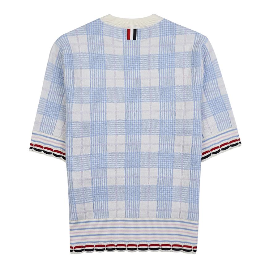 THOM BROWNE Women’s Scallop Edge Check Wool Crewneck Sweater
