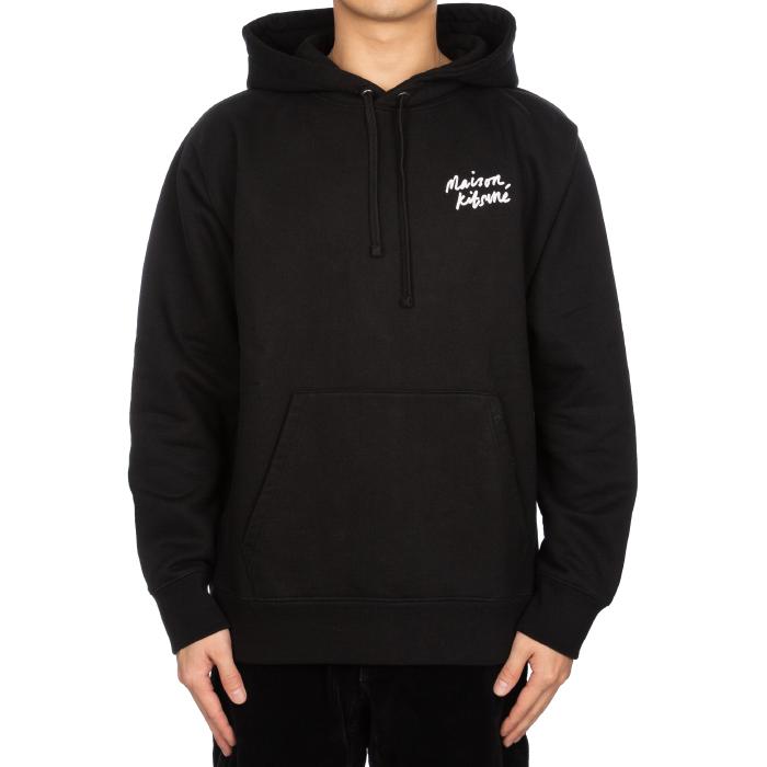 Maison Kitsune Handwriting Logo Loose Fit Fleece Hoodie Black